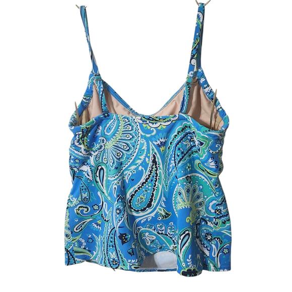 Lands End NEW Size 10L Swim Tankini Top Underwire Turquoise Paisley Tie Front - Picture 5 of 16